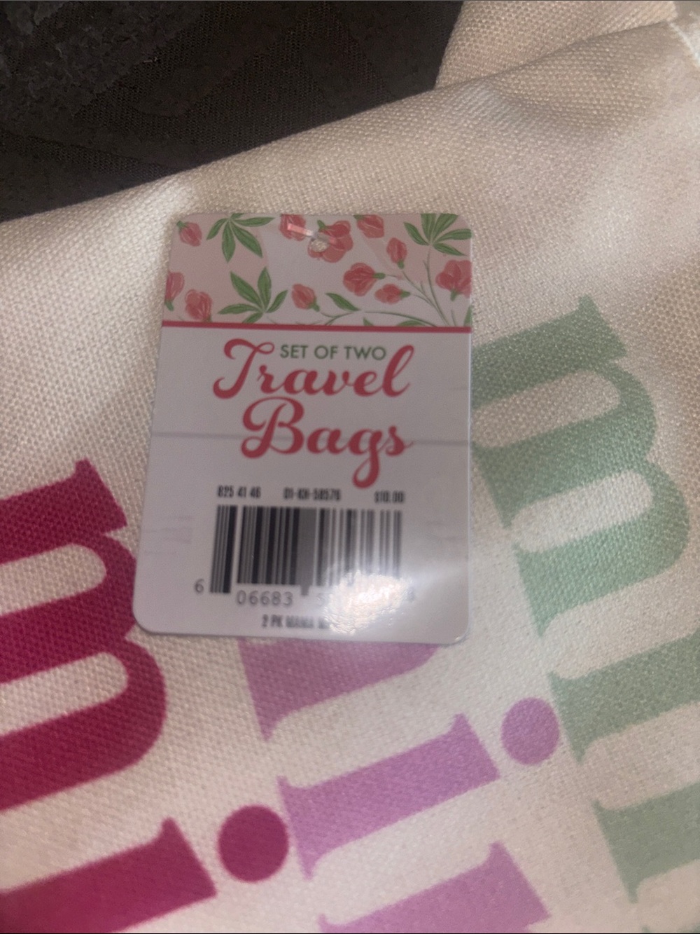 Canvas Pouches in Cream with Pink & Mint Text mama and mini bags - Picture 2 of 7